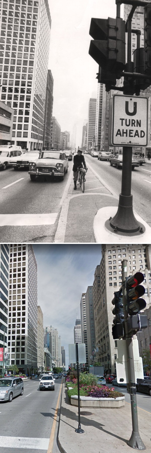 Eugene Sloane Bicycle Riding on Michigan Avenue